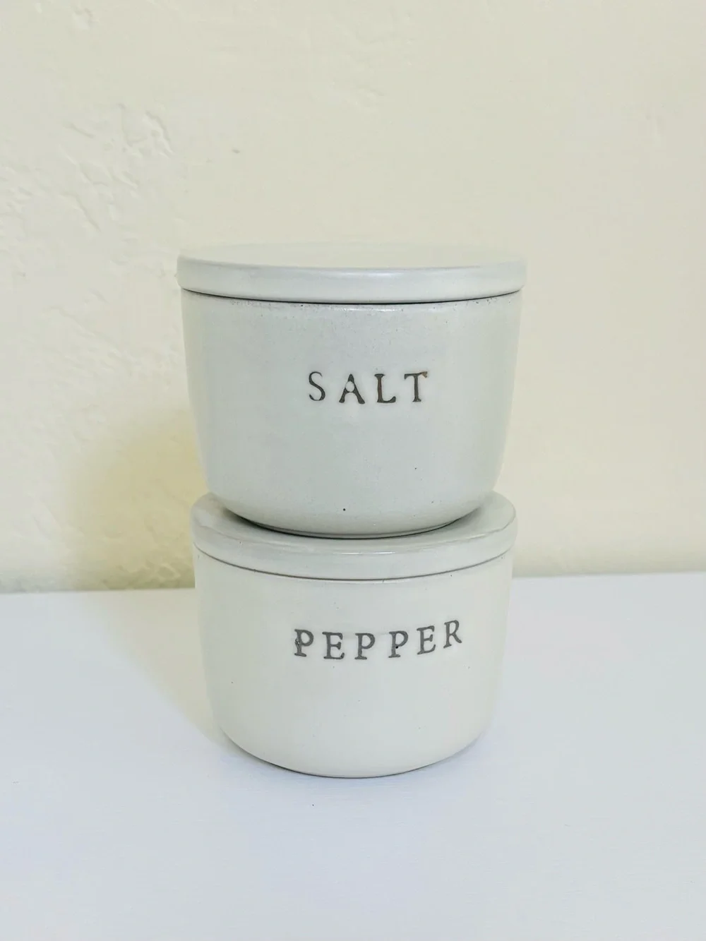 Hearth & Hand with Magnolia Salt and Pepper Lidded Cellars Stoneware Set of Two